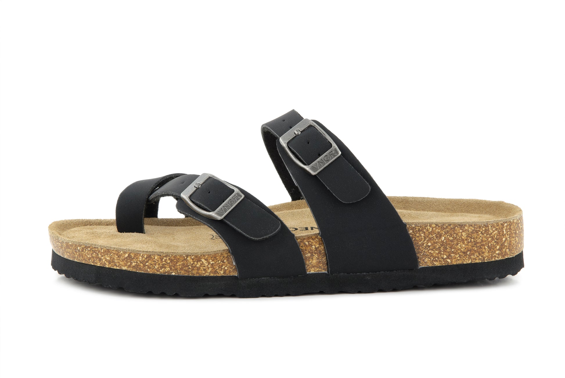 Arena Women's Cork Footbed Sandals Summer Comfortable Cushioned Slide Flat Thong Slip-on Black - Venecore