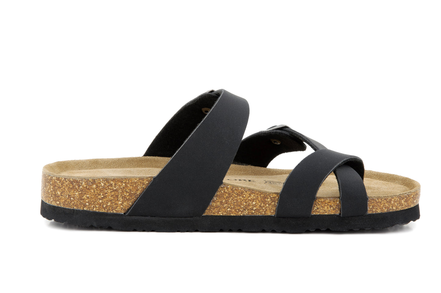 Arena Women's Cork Footbed Sandals Summer Comfortable Cushioned Slide Flat Thong Slip-on Black - Venecore