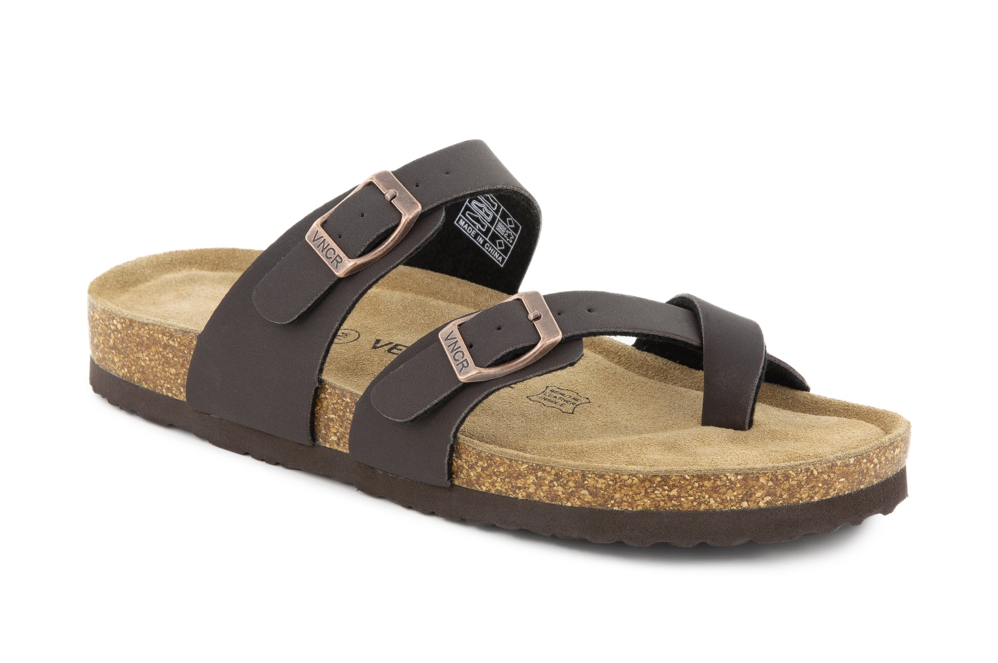 Arena Women's Cork Footbed Sandals Summer Comfortable Cushioned Slide Flat Thong Slip-on Brown - Venecore