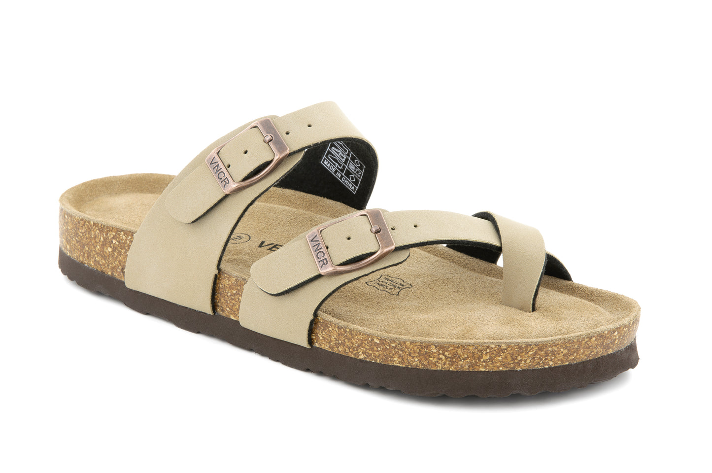 Arena Women's Cork Footbed Sandals Summer Comfortable Cushioned Slide Flat Thong Slip-on Cafe Latte - Venecore