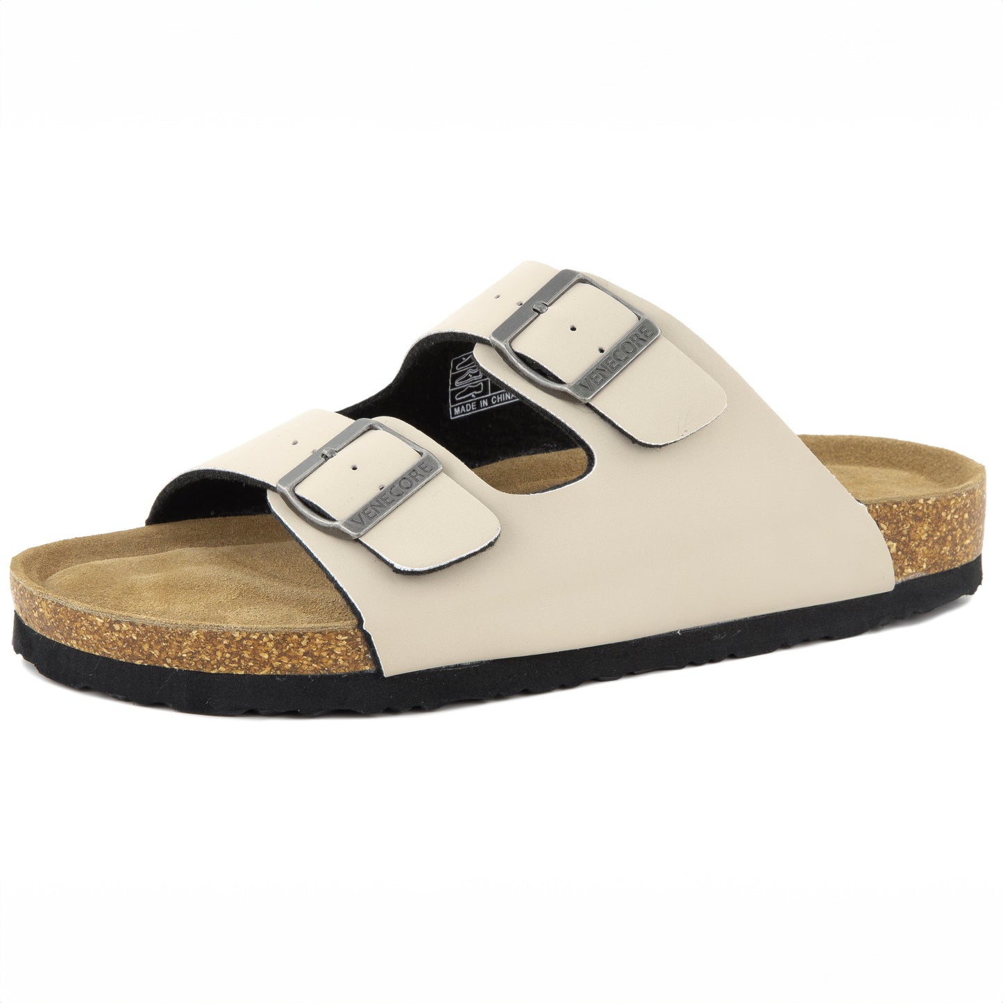 Verano Women's Cork Footbed Sandals Summer Comfortable Cushioned Slide Flat Slip-on Stone - Venecore