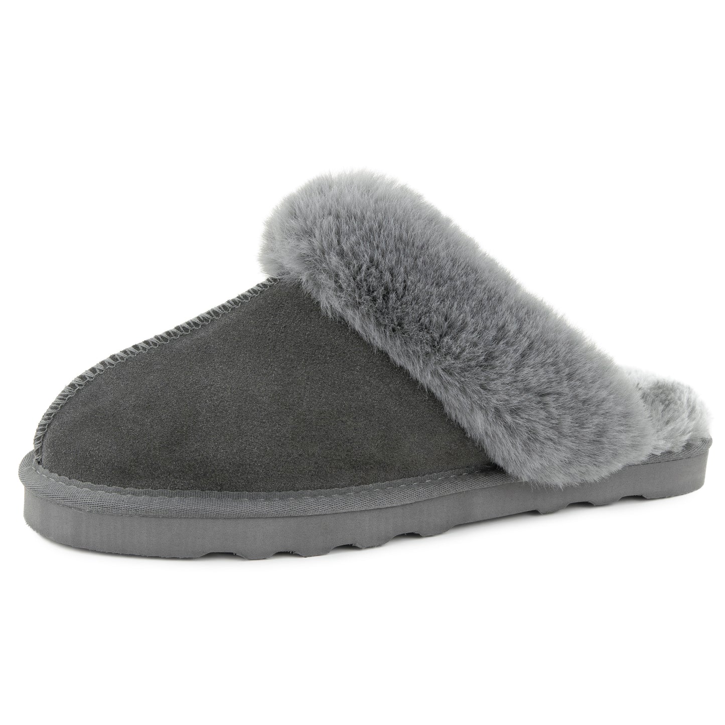 Emma Women's Winter Fur Slippers Genuine Suede Fluffy Faux Fur Memory Foam Cushion, Indoor and Outdoor